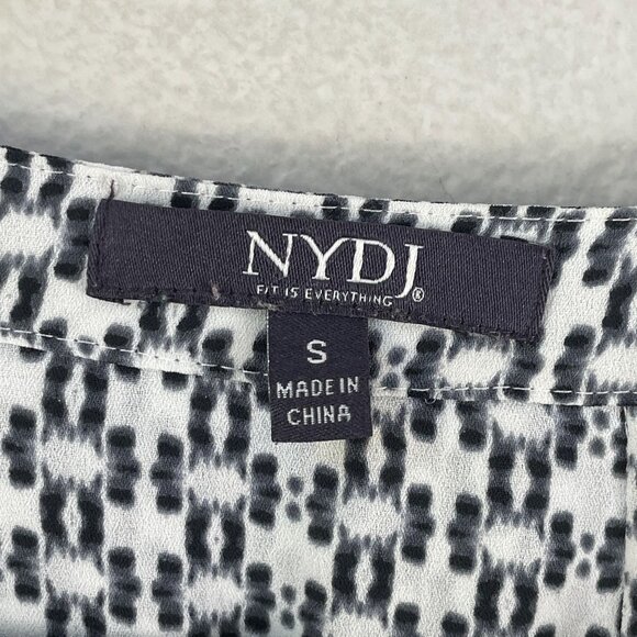 NYDJ Womens Small Printed Blouse 3/4 Sleeve Shirt Pleated Back Top - Picture 3 of 9